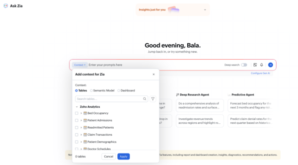 Zoho Analytics Ask Zia