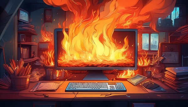 Media Name: Firefly Cartoon room engulfed in flame, search engine advertising on computer 68471.jpg